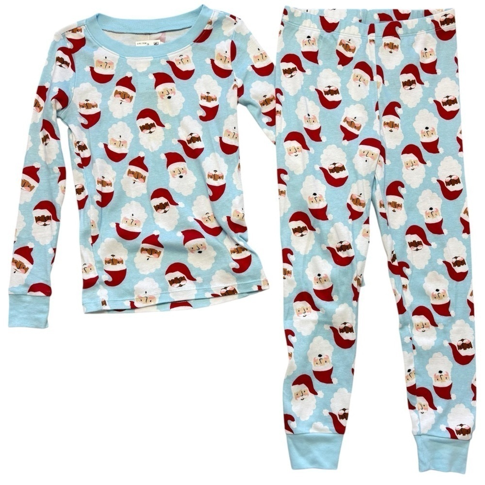 Holiday Lane Kid’s Size 7 Santa Cotton Snug Fit Matching Family Pajamas 2 Pc Set